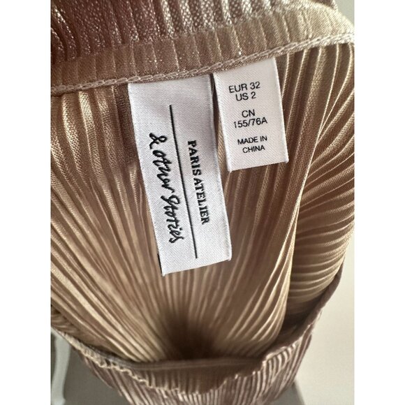 & OTHER STORIES Gold Metallic Tee Top Size 2 - Picture 4 of 5